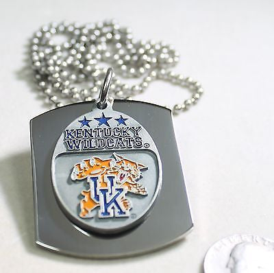 KENTUCKY WILDCATS  X LARGE  DOG TAG STAINLESS STEEL NECKLACE LOGO FREE ENGRAVE - Samstagsandmore