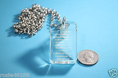 ORACION DE LA SERENIDAD SERENITY CRYSTAL DOG TAG NECKLACE STAINLESS SPANISH - Samstagsandmore