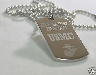 LIKE FATHER LIKE SON MARINE CORE MILITARY THICK STAINLESS STEEL DOG TAG NECKLACE - Samstagsandmore