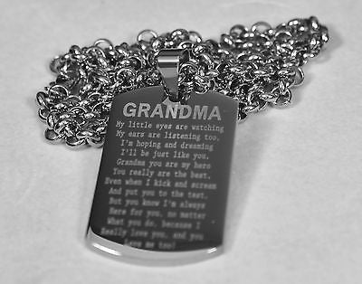 GRANDMA MESSAGE SPECIAL NECKLACE POEM DOG TAG STAINLESS STEEL - Samstagsandmore