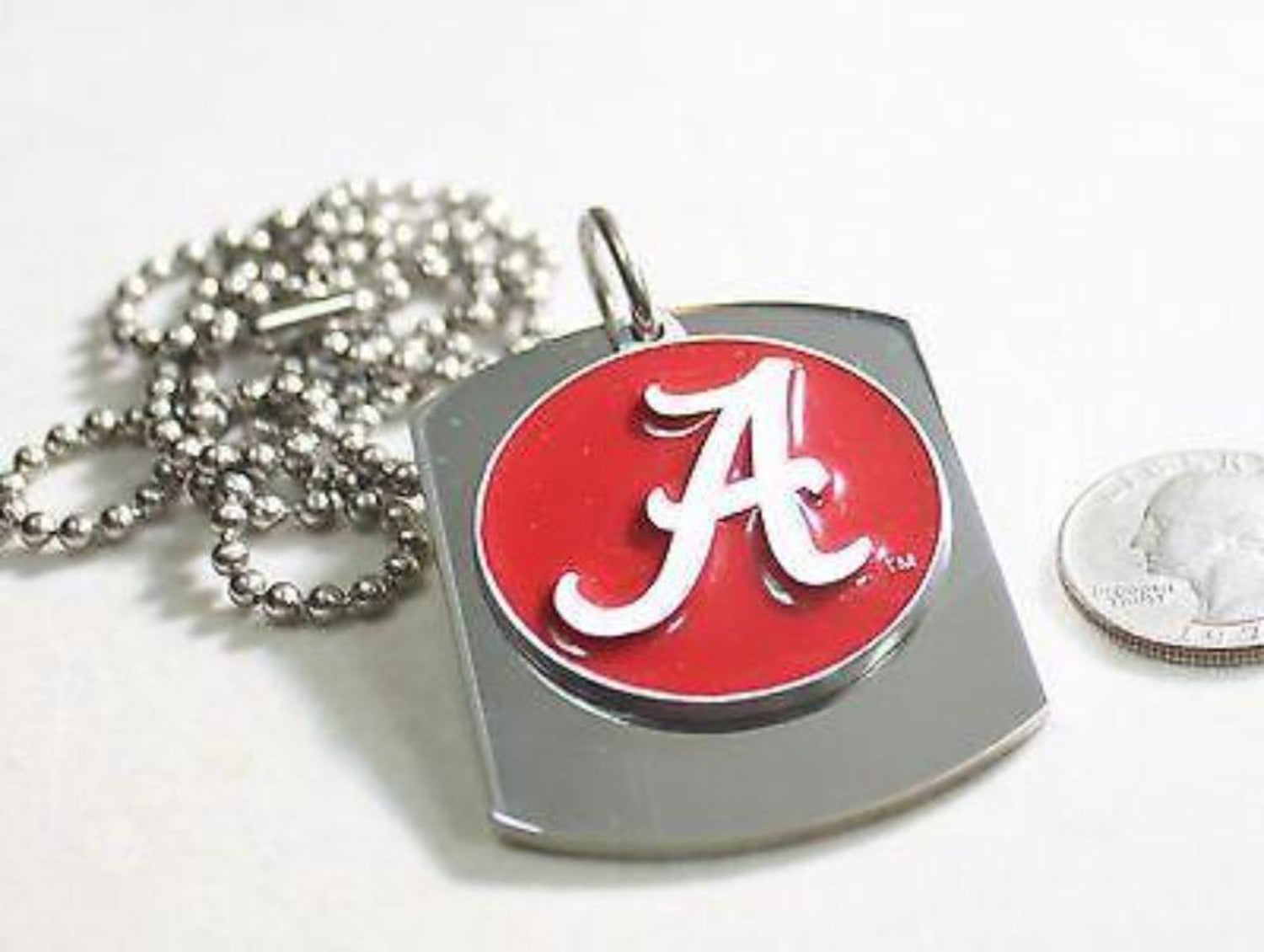 ALABAMA  UNIVERSITY LOGO  X LARGE  DOG TAG STAINLESS STEEL NECKLACE LOGO - Samstagsandmore