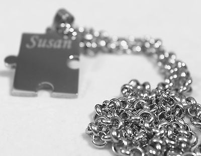 Autism awareness thick puzzle piece solid stainless steel dog tag necklace - Samstagsandmore