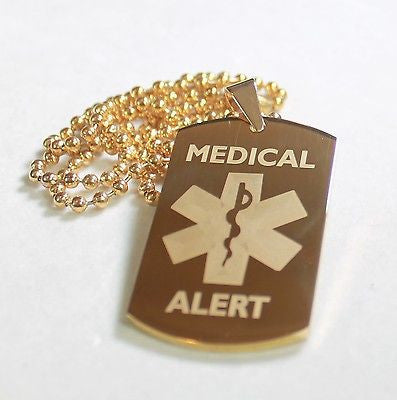MEDICAL ALERT STAINLESS STEEL STYLE IPG DOG TAGS FREE ENGRAVING - Samstagsandmore