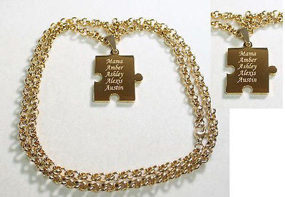 PUZZLE PIECE X2 IPG THICK GOLD PLATED SOLID STAINLESS STEEL ROLO CHAIN NECKLACE - Samstagsandmore