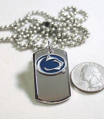 PENN STATE LOGO STAINLESS STEEL DOG TAG NECKLACE  3D BALL CHAIN - Samstagsandmore