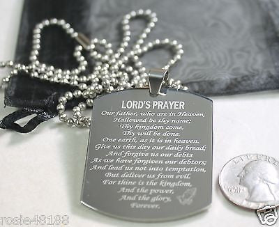 THE LORD'S PRAYER X LARGE THICK SOLID STAINLESS STEEL DOG TAG NECKLACE - Samstagsandmore