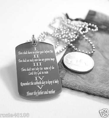 THE TEN COMMANDMENTS DOG TAG NECKLACE RELIGIOUS STAINLESS STEEL - Samstagsandmore