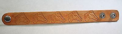 HORSE HEAD HAND STAMPED AND STAINED LEATHER BRACELET ADJUSTABLE - Samstagsandmore