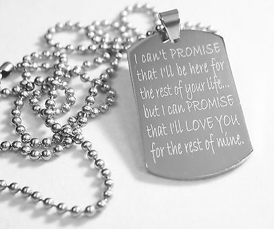 LOVE PROMISE MESSAGE WEDDING SPECIAL NECKLACE POEM DOG TAG STAINLESS STEEL - Samstagsandmore