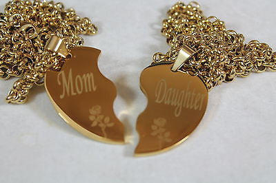 SOLID STAINLESS IPG GOLD PLATED THICK MOM DAUGHTER SPLIT HEART NECKLACES - Samstagsandmore