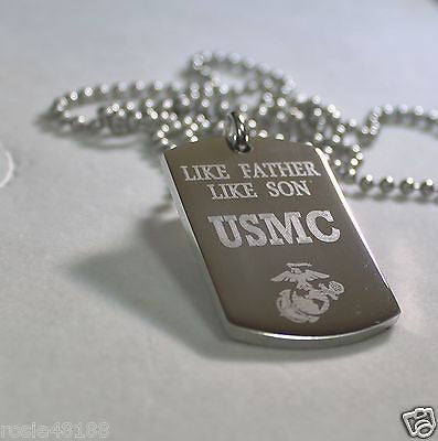 LIKE FATHER LIKE SON MARINE CORE MILITARY THICK STAINLESS STEEL DOG TAG NECKLACE - Samstagsandmore