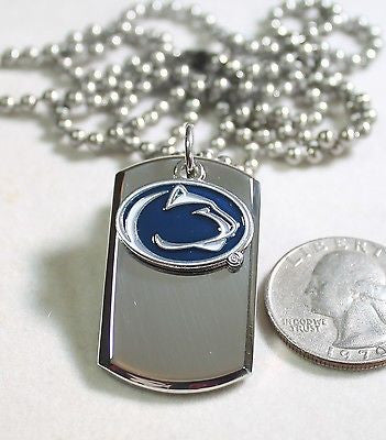 PENN STATE LOGO STAINLESS STEEL DOG TAG NECKLACE  3D BALL CHAIN - Samstagsandmore