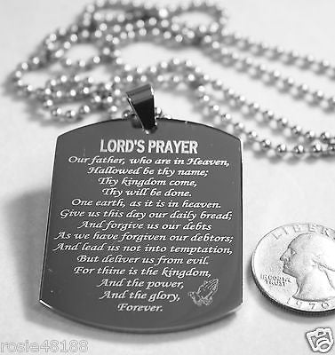 THE LORD'S PRAYER X LARGE THICK SOLID STAINLESS STEEL DOG TAG NECKLACE - Samstagsandmore