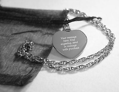 CZ STAINLESS STEEL HEART NAMES, GRANDMOTHER, GRANDAUGHTER FREE ENGRAVE - Samstagsandmore
