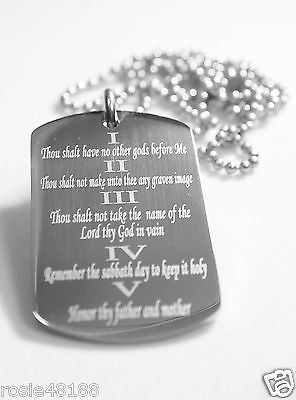 THE TEN COMMANDMENTS DOG TAG NECKLACE RELIGIOUS STAINLESS STEEL - Samstagsandmore