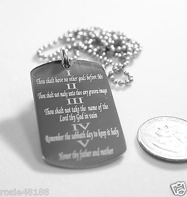 THE TEN COMMANDMENTS DOG TAG NECKLACE RELIGIOUS STAINLESS STEEL - Samstagsandmore