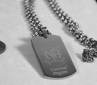 SOLID STAINLESS STEEL NARCOTICS ANONOMOUS SPECIAL RECOVERY PENDANT DOG TAG - Samstagsandmore
