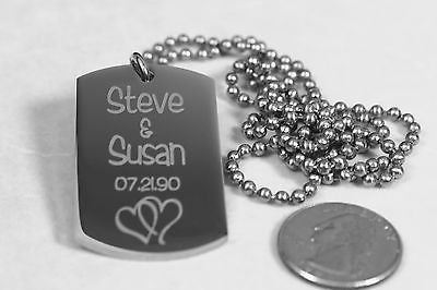 SOLID THICK STAINLESS STEEL SHINE LOVE INTERTWINED HEARTS DOG TAG NECKLACE - Samstagsandmore