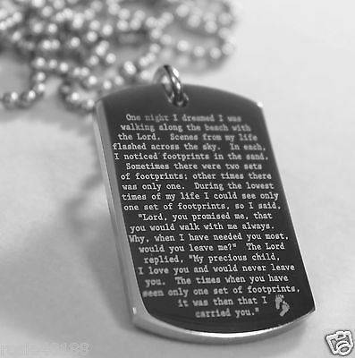 FOOTPRINTS IN THE SAND PRAYER SOLID THICK STAINLESS STEEL SHINE  PRAYER - Samstagsandmore