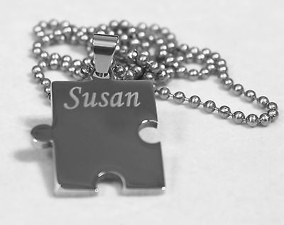 THICK PUZZLE PIECE  FAMILY X 6 TAGS,  SOLID STAINLESS STEEL BALL CHAIN NECKLACE - Samstagsandmore