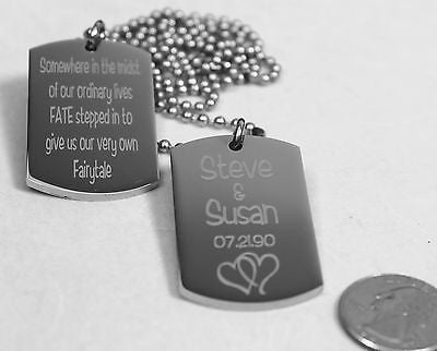 SOLID STAINLESS STEEL LOVE MOTIVATIONAL MILITARY STYLE 2 THICK DOG TAGS NECKLACE - Samstagsandmore
