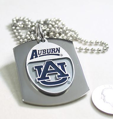 Auburn University X large dog tag stainless steel necklace logo free engrave - Samstagsandmore