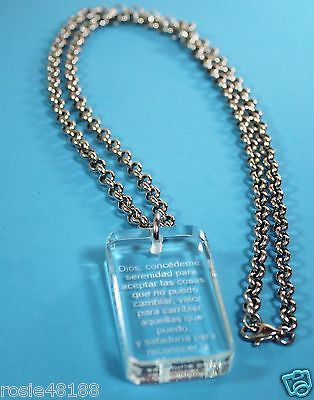 ORACION DE LA SERENIDAD SERENITY CRYSTAL DOG TAG NECKLACE STAINLESS SPANISH - Samstagsandmore