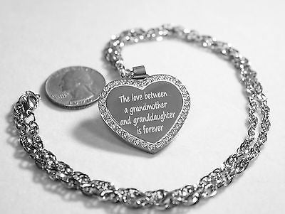 CZ STAINLESS STEEL HEART NAMES, GRANDMOTHER, GRANDAUGHTER FREE ENGRAVE - Samstagsandmore