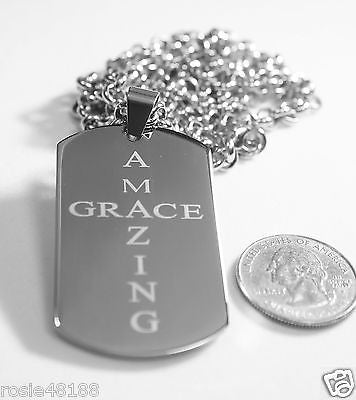 AMAZING GRACE  SOLID THICK  STAINLESS STEEL ROLO CHAIN SHINE CROSS PRAYER NECKLACE - Samstagsandmore