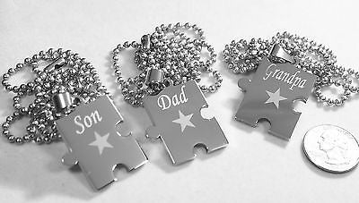 PUZZLE PIECE NECKLACE DAD SON GRANDPA SOLID STAINLESS STEEL BALL CHAIN NECKLACE - Samstagsandmore