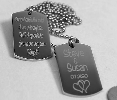 SOLID STAINLESS STEEL LOVE MOTIVATIONAL MILITARY STYLE 2 THICK DOG TAGS NECKLACE - Samstagsandmore