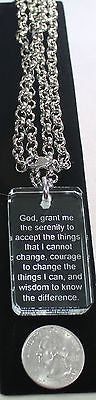 SERENITY PRAYER CRYSTAL DOG TAG NECKLACE STAINLESS STEEL ROLO NECKLACE - Samstagsandmore
