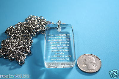 ORACION DE LA SERENIDAD SERENITY CRYSTAL DOG TAG NECKLACE STAINLESS SPANISH - Samstagsandmore
