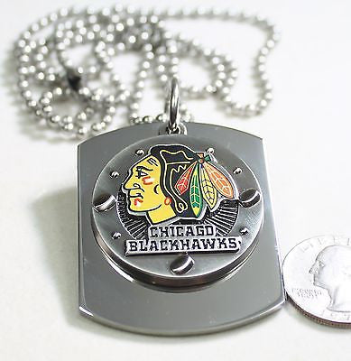 NHL CHICAGO BLACK HAWKS  X LARGE  DOG TAG STAINLESS STEEL NECKLACE LOGO - Samstagsandmore