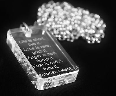 MOTIVATIONAL SAND BLASTED THICK CRYSTAL DOG TAG AND STAINLESS STEEL NECKLACE - Samstagsandmore