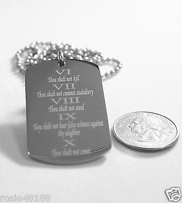 THE TEN COMMANDMENTS DOG TAG NECKLACE RELIGIOUS STAINLESS STEEL - Samstagsandmore