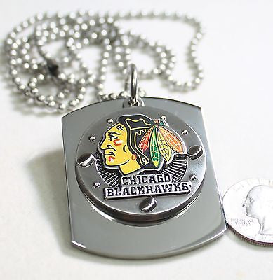 NHL CHICAGO BLACK HAWKS  X LARGE  DOG TAG STAINLESS STEEL NECKLACE LOGO - Samstagsandmore