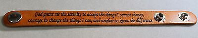 SERENITY PRAYER LASER ENGRAVED LEATHER BRACELET ADJUSTABLE - Samstagsandmore