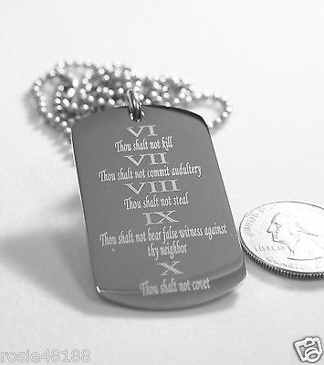 THE TEN COMMANDMENTS DOG TAG NECKLACE RELIGIOUS STAINLESS STEEL - Samstagsandmore