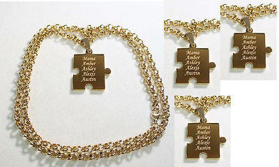 PUZZLE PIECE X4 IPG THICK GOLD PLATED SOLID STAINLESS STEEL ROLO CHAIN NECKLACE - Samstagsandmore
