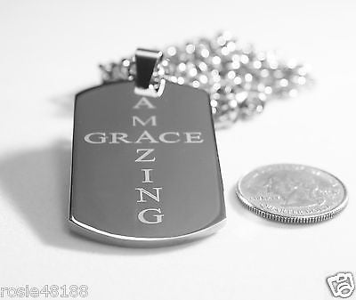 AMAZING GRACE  SOLID THICK  STAINLESS STEEL ROLO CHAIN SHINE CROSS PRAYER NECKLACE - Samstagsandmore