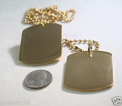 GOLD IPG PLATED PENDANT 2 X LARGE  DOG TAG SOLID  STAINLESS STEEL MILITARY STYLE - Samstagsandmore