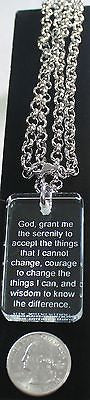 SERENITY PRAYER CRYSTAL DOG TAG NECKLACE STAINLESS STEEL ROLO NECKLACE - Samstagsandmore