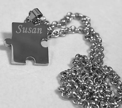 Autism awareness thick puzzle piece solid stainless steel dog tag necklace - Samstagsandmore