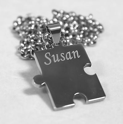 Autism awareness thick puzzle piece solid stainless steel dog tag necklace - Samstagsandmore