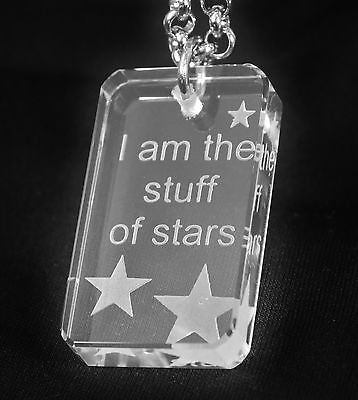MOTIVATIONAL STAR SAND BLASTED THICK CRYSTAL DOG TAG & STAINLESS STEEL NECKLACE - Samstagsandmore