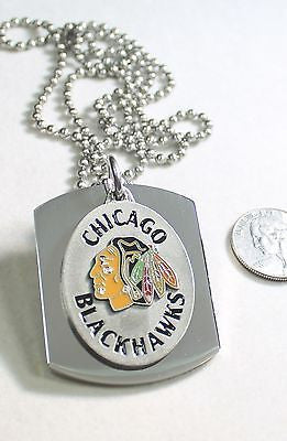Chicago Blackhawks NHL pendant X large dog tag stainless steel necklace logo - Samstagsandmore