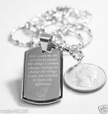 SERENITY  PRAYER  CROSS STAINLESS STE 3D SMALLER SAUSAGE CHAIN DOG TAG NECKLACE - Samstagsandmore