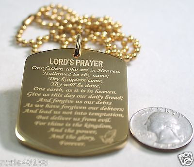 THE LORD'S PRAYER IPG GOLD X LARGE THICK SOLID STAINLESS STEEL DOG TAG NECKLACE - Samstagsandmore