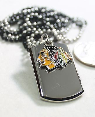 STAINLESS STEEL NHL CHICAGO BLACKHAWKS NECKLACE DOGTAG PENDANT ENGRAVE - Samstagsandmore